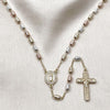 Rosario Fino 09.253.0084.26 Oro Laminado, Diseño de Guadalupe y Crucifijo, Diseño de Guadalupe, con Micro Pave Blanca, Diamantado, Tricolor