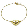 Pulsera Elegante 03.63.2289.08 Oro Laminado, Diseño de Corazon y Hueco, Diseño de Corazon, Pulido, Dorado