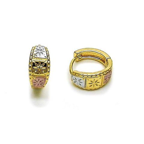 Argolla Huggie 02.196.0230.14 Oro Laminado, Diamantado, Tricolor