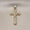 Dije Religioso 05.63.1168 Oro Laminado, Diseño de Cruz y Crucifijo, Diseño de Cruz, Pulido, Dorado