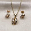 Juego de Arete y Dije de Adulto 10.342.0221 Oro Laminado, con Zirconia Cubica Blanca, Pulido, Dorado