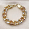Pulsera Elegante 03.331.0236.1.09 Oro Laminado, Diseño de Miami Cubana, Diamantado, Tricolor