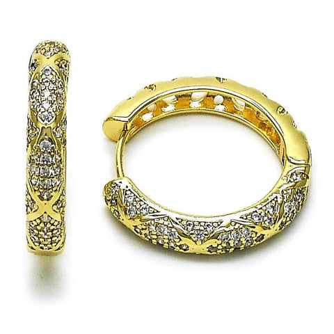 Argolla Huggie 02.195.0355.30 Oro Laminado, con Zirconia Cubica Blanca, Pulido, Dorado