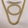 Collar y Pulso 06.116.0032.1 Acero Inoxidable, Diseño de Miami Cubana, Pulido, Dorado