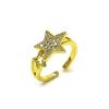 Anillo Multi Piedra 01.310.0039 Oro Laminado, Diseño de Estrella, con Micro Pave Blanca, Pulido, Dorado