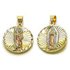 Dije Religioso 05.120.0102 Oro Laminado, Diseño de Guadalupe y San Judas, Diseño de Guadalupe, Diamantado, Dos Tonos