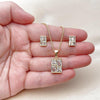 Juego de Arete y Dije de Adulto 10.342.0218 Oro Laminado, Diseño de Baguette, con Zirconia Cubica Blanca, Pulido, Dorado