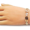 Pulsera Elegante 03.213.0389.07 Oro Laminado, Diseño de Llave Griega, Pulido, Dorado