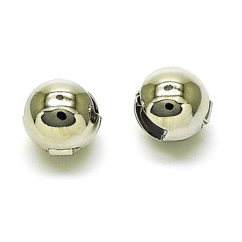 Argolla Huggie 02.156.0675.1.12 Rodio Laminado, Diseño de Bola y Hueco, Diseño de Bola, Pulido, Rodinado