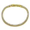 Pulsera Tennis 03.213.0347.07 Oro Laminado, con Zirconia Cubica Blanca, Pulido, Dorado