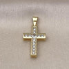 Dije Religioso 05.253.0189 Oro Laminado, Diseño de Cruz, con Zirconia Cubica Blanca, Pulido, Dorado