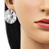 Arete Dormilona 02.385.0058.1 Rodio Laminado, Diseño de Chunky, Diamantado, Rodinado