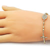 Pulsera Elegante 03.213.0361.07 Oro Laminado, Diseño de Guadalupe y Crucifijo, Diseño de Guadalupe, con Zirconia Cubica Blanca, Diamantado, Dorado
