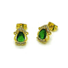 Arete Dormilona 02.213.0839 Oro Laminado, Diseño de Cluster y Gota, Diseño de Cluster, con Zirconia Cubica Verde y Blanca, Pulido, Dorado