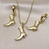 Juego de Arete y Dije de Adulto 10.341.0016 Oro Laminado, Diseño de Zapato, Pulido, Dorado