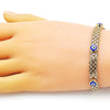 Pulsera Elegante 03.213.0157.1.08 Oro Laminado, Diseño de Ojo Griego y Bismarco, Diseño de Ojo Griego, Esmaltado Azul, Dorado