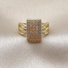Anillo Multi Piedra 01.266.0064 Oro Laminado, con Micro Pave Blanca, Pulido, Dorado