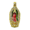 Dije Religioso 05.210.0012 Oro Laminado, Diseño de Guadalupe, con Zirconia Cubica Blanca, Pulido, Tricolor