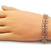 Pulsera Tennis 03.284.0059.08 Oro Laminado, Diseño de Cereza, con Zirconia Cubica Rosado, Pulido, Dorado