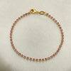 Pulsera Tennis 03.58.0065.3.07 Oro Laminado, con Zirconia Cubica Rosado, Pulido, Dorado