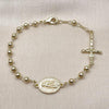 Pulsera Elegante 03.213.0359.08 Oro Laminado, Diseño de Guadalupe y Crucifijo, Diseño de Guadalupe, Pulido, Dorado