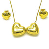 Collar y Arete 06.417.0012 Oro Laminado, Diseño de Chunky y Box, Diseño de Chunky, Pulido, Dorado