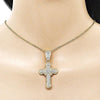 Dije Religioso 05.253.0198 Oro Laminado, Diseño de Cruz, con Zirconia Cubica Blanca, Pulido, Dorado