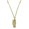 Collares con Dije 04.213.0349.24 Oro Laminado, Diseño de San Judas y Cruz, Diseño de San Judas, con Perla Marfil, Pulido, Dorado