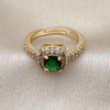 Anillo de Boda 01.283.0054 Oro Laminado, Diseño de Cluster, con Zirconia Cubica Verde y Blanca, Pulido, Dorado