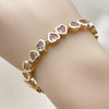 Pulsera Tennis 03.284.0058.07 Oro Laminado, Diseño de Corazon, con Zirconia Cubica Rosado, Pulido, Dorado