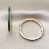 Argolla Huggie 02.195.0297.4.30 Oro Laminado, con Zirconia Cubica Verde, Pulido, Dorado