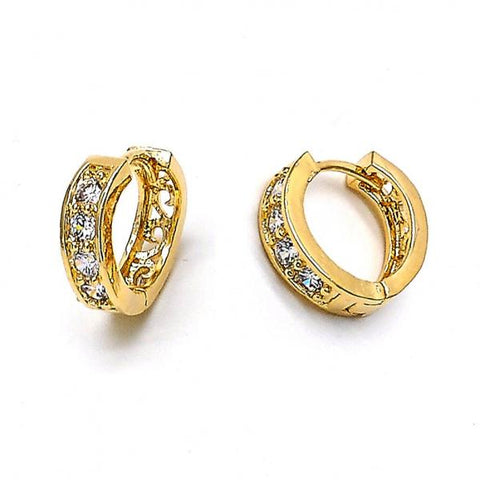Argolla Huggie 02.165.0042 Oro Laminado, con Zirconia Cubica Blanca, Pulido, Dorado