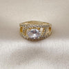 Anillo Multi Piedra 01.284.0104 Oro Laminado, Diseño de Ojo Griego, con Zirconia Cubica Blanca, Pulido, Dorado