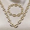 Collar y Pulso 06.63.0309 Oro Laminado, Diseño de Puff Mariner, Pulido, Dorado