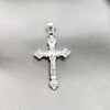 Dije Religioso 05.395.0005 Plata Rodinada, Diseño de Crucifijo, Pulido, Plateado