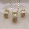 Juego de Arete y Dije de Adulto 10.196.0160.1 Oro Laminado, con Micro Pave Blanca, Pulido, Dorado