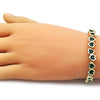 Pulsera Tennis 03.284.0058.2.07 Oro Laminado, Diseño de Corazon, con Zirconia Cubica Verde, Pulido, Dorado