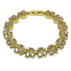 Pulsera Tennis 03.284.0059.08 Oro Laminado, Diseño de Cereza, con Zirconia Cubica Rosado, Pulido, Dorado