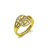 Anillo Multi Piedra 01.266.0058 Oro Laminado, Diseño de Flor, con Micro Pave Blanca, Pulido, Dorado