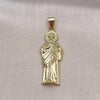 Dije Religioso 05.213.0148 Oro Laminado, Diseño de San Judas, Diamantado, Dorado