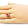 Anillo Elegante 01.170.0003 Oro Laminado, Diseño de Cereza, Esmaltado Rojo, Dorado