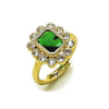 Anillo Multi Piedra 01.196.0032 Oro Laminado, Diseño de Cluster, con Zirconia Cubica Verde y Blanca, Pulido, Dorado