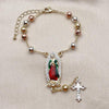 Rosario de Pulsera 09.411.0009.1.07 Oro Laminado, Diseño de Guadalupe y Cruz, Diseño de Guadalupe, Diamantado, Tricolor