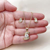 Juego de Arete y Dije de Adulto 10.342.0244 Oro Laminado, con Zirconia Cubica Blanca y Micro PaveBlanca, Pulido, Dorado