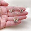 Juego de Arete y Dije de Adulto 10.196.0170 Oro Laminado, Diseño de Mariposa, con Zirconia Cubica Amatista y Blanca, Pulido, Dorado