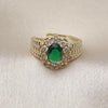 Anillo Multi Piedra 01.196.0036 Oro Laminado, Diseño de Cluster, con Zirconia Cubica Verde y Blanca, Pulido, Dorado