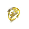 Anillo Multi Piedra 01.310.0042 Oro Laminado, Diseño de Amor, con Zirconia Cubica Blanca, Pulido, Dorado