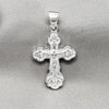 Dije Religioso 05.395.0004 Plata Rodinada, Diseño de Crucifijo, Pulido, Plateado