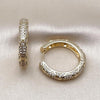 Argolla Huggie 02.195.0355.30 Oro Laminado, con Zirconia Cubica Blanca, Pulido, Dorado