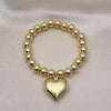 Pulsera Elegante 03.341.0217.07 Oro Laminado, Diseño de Corazon y Bola, Diseño de Corazon, Pulido, Dorado